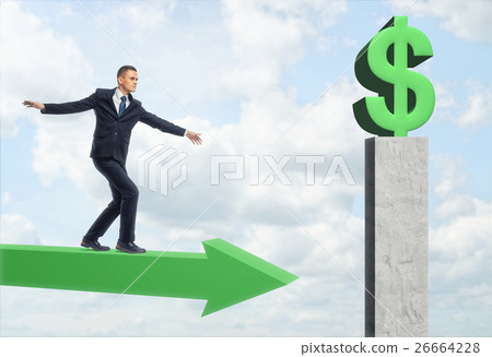 Businessman walking on arrow and get to green big 26664228