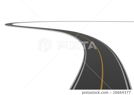 Rendering of two-way winding road bending to the 26664377