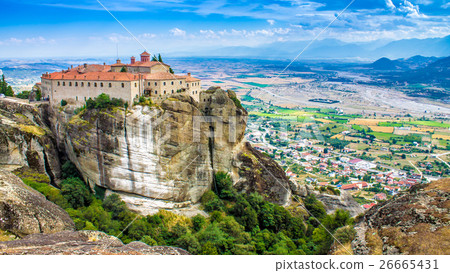 view of a monastery at Meteora, Greece view of a monastery at Meteora, Greece 26665431