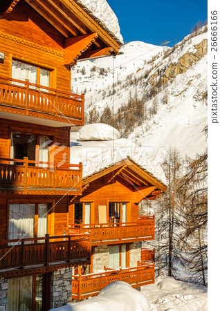 Alpine winter mountain landscape.  26666166