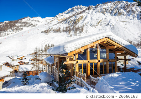 Alpine winter mountain landscape.  26666168