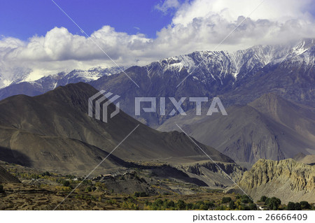 mountain landscape of Muktinath village Nepal mountain landscape of Muktinath village Nepal 26666409