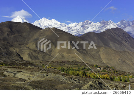 mountain landscape of Muktinath village Nepal 26666410
