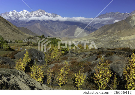 mountain landscape of Muktinath village Nepal 26666412