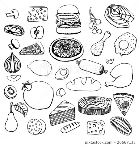 Monochrome vector hand drawn food 26667135