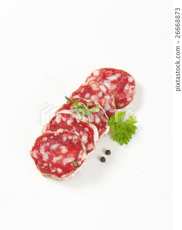 Dry cured sausage slices Dry cured sausage slices 26668873
