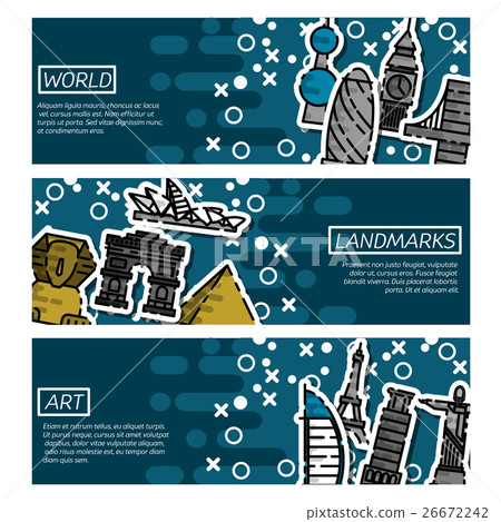 Set of Horizontal Banners about World landmarks Set of Horizontal Banners about World landmarks 26672242