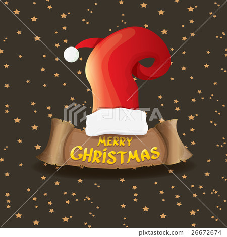 vector red Santa hat greeting text Merry Christmas - Stock Illustration ...
