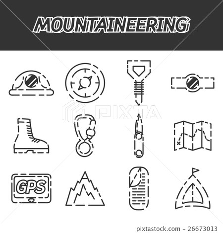 Mountaineering icon set 26673013