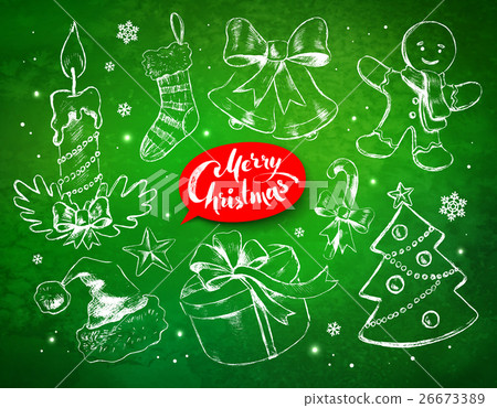 Christmas vintage line art vector set Christmas vintage line art vector set 26673389