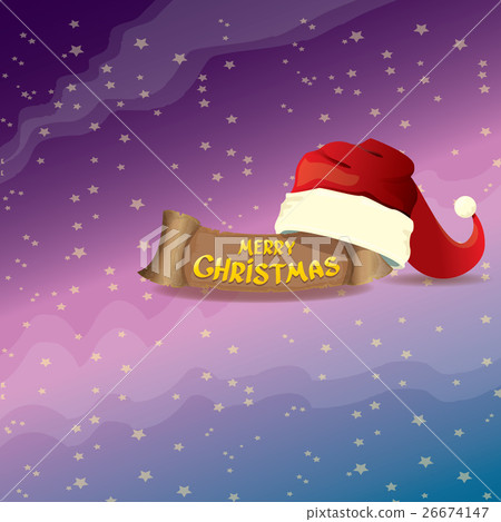 vector red Santa hat greeting text Merry Christmas - Stock Illustration ...