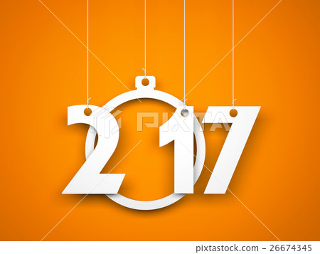 White word 2017 on orange background 26674345