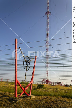 Communication wires at radio transmitter tower 26674376