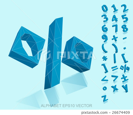 Set of Blue 3D polygonal Numbers And Mathematical 26674409