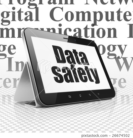 Data concept: Tablet Computer with Data Safety on Data concept: Tablet Computer with Data Safety on 26674502