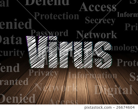 Security concept: Virus in grunge dark room Security concept: Virus in grunge dark room 26674604