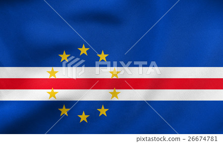 Flag of Cape Verde waving, real fabric texture 26674781
