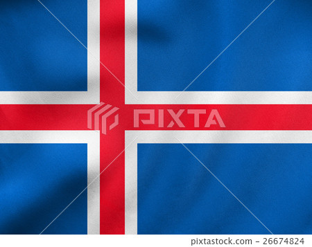 Flag of Iceland waving, real fabric texture Flag of Iceland waving, real fabric texture 26674824