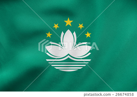 Flag of Macau waving, real fabric texture Flag of Macau waving, real fabric texture 26674858
