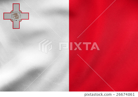 Flag of Malta waving, real fabric texture Flag of Malta waving, real fabric texture 26674861