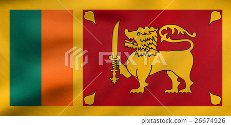 Flag of Sri Lanka waving, real fabric texture 26674926