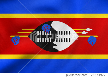 Flag of Swaziland waving, real fabric texture 26674927