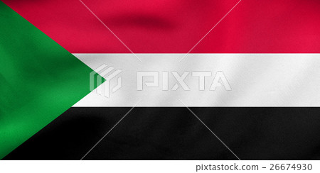 Flag of Sudan waving, real fabric texture 26674930
