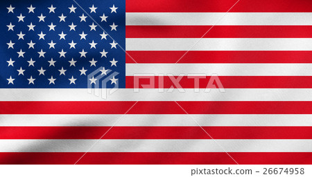 Flag of USA waving, real fabric texture 26674958