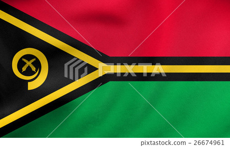 Flag of Vanuatu waving, real fabric texture 26674961
