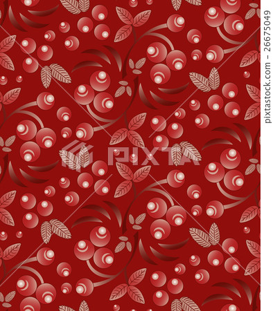 Seamless berry pattern with bunch of rowan Seamless berry pattern with bunch of rowan 26675049