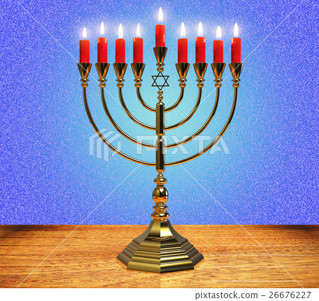 Hanukkah menorah 3D render 26676227