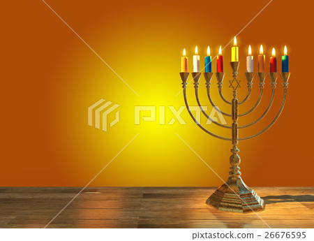 Hanukkah menorah 3D render 26676595
