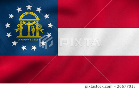 Flag of Georgia state waving, real fabric texture Flag of Georgia state waving, real fabric texture 26677015