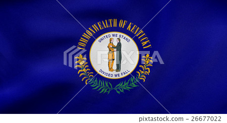 Flag of Kentucky waving, real fabric texture Flag of Kentucky waving, real fabric texture 26677022