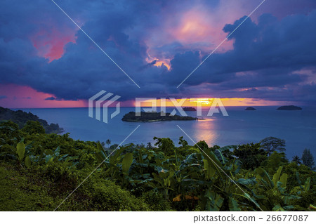 raining at sunset time koh chang trad thailand raining at sunset time koh chang trad thailand 26677087