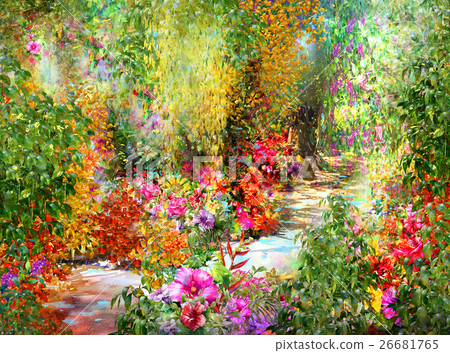 Abstract flowers watercolor painting. Spring Abstract flowers watercolor painting. Spring 26681765