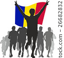 Athlete with the Andorra flag at the finish 26682832