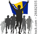 Athlete with the Bosnia and Herzegovina flag at th 26682835