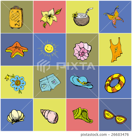 Colored Set icon summer holiday Colored Set icon summer holiday 26683476