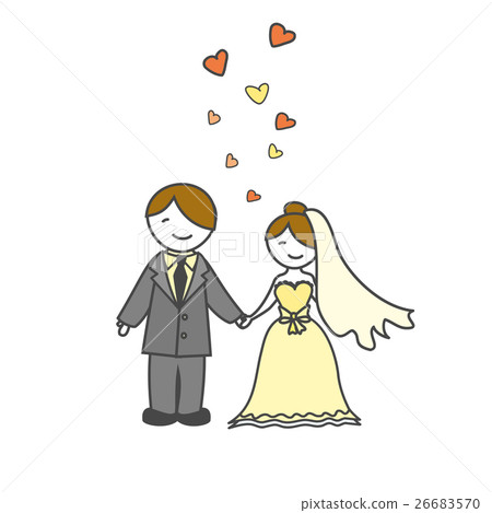 wedding card with cartoon groom and bride wedding card with cartoon groom and bride 26683570