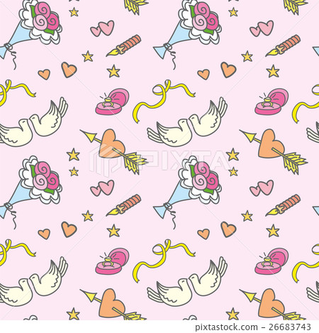 Seamless pattern -Wedding, marriage, bridal. Seamless pattern -Wedding, marriage, bridal. 26683743