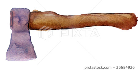 watercolor ax on white background 26684926