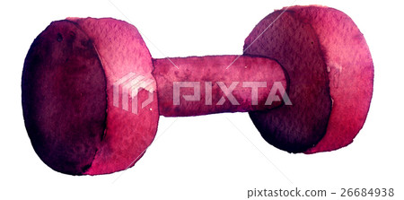watercolor sketch of dumbbell on white background watercolor sketch of dumbbell on white background 26684938