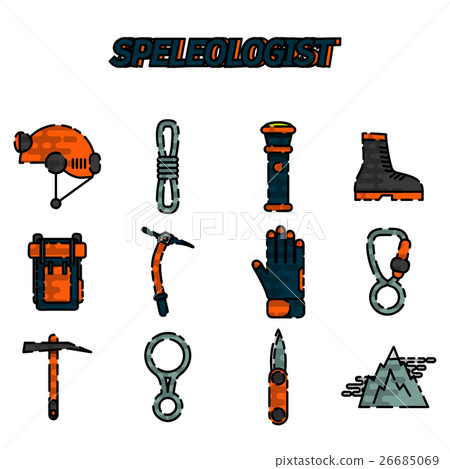 Speleologist flat icon set 26685069
