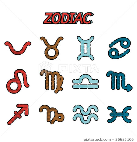 Zodiac flat icons set 26685106