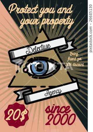 Color vintage detective agency poster 26685130