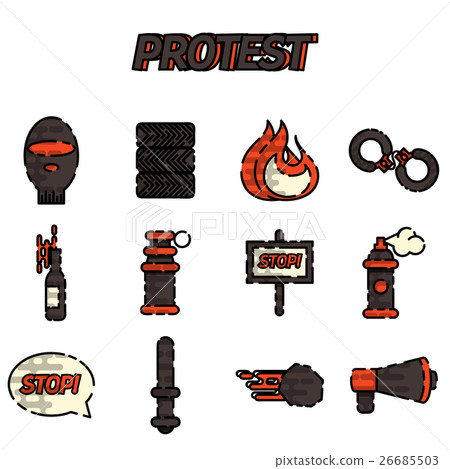 Protest flat icon set Protest flat icon set 26685503