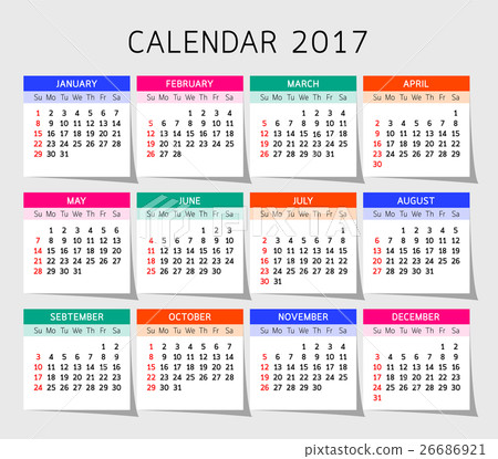 Calendar 2017 year. Calendar 2017 year. 26686921