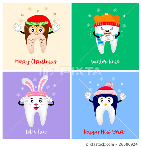 Cute Christmas teeth characters. Cute Christmas teeth characters. 26686924
