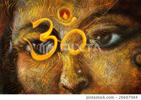 closeup detail of hindu woman eyes with sacred 26687984